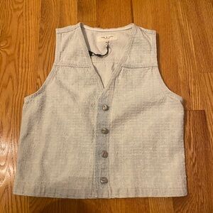rag & bone Pale Blue Textured Button Vest